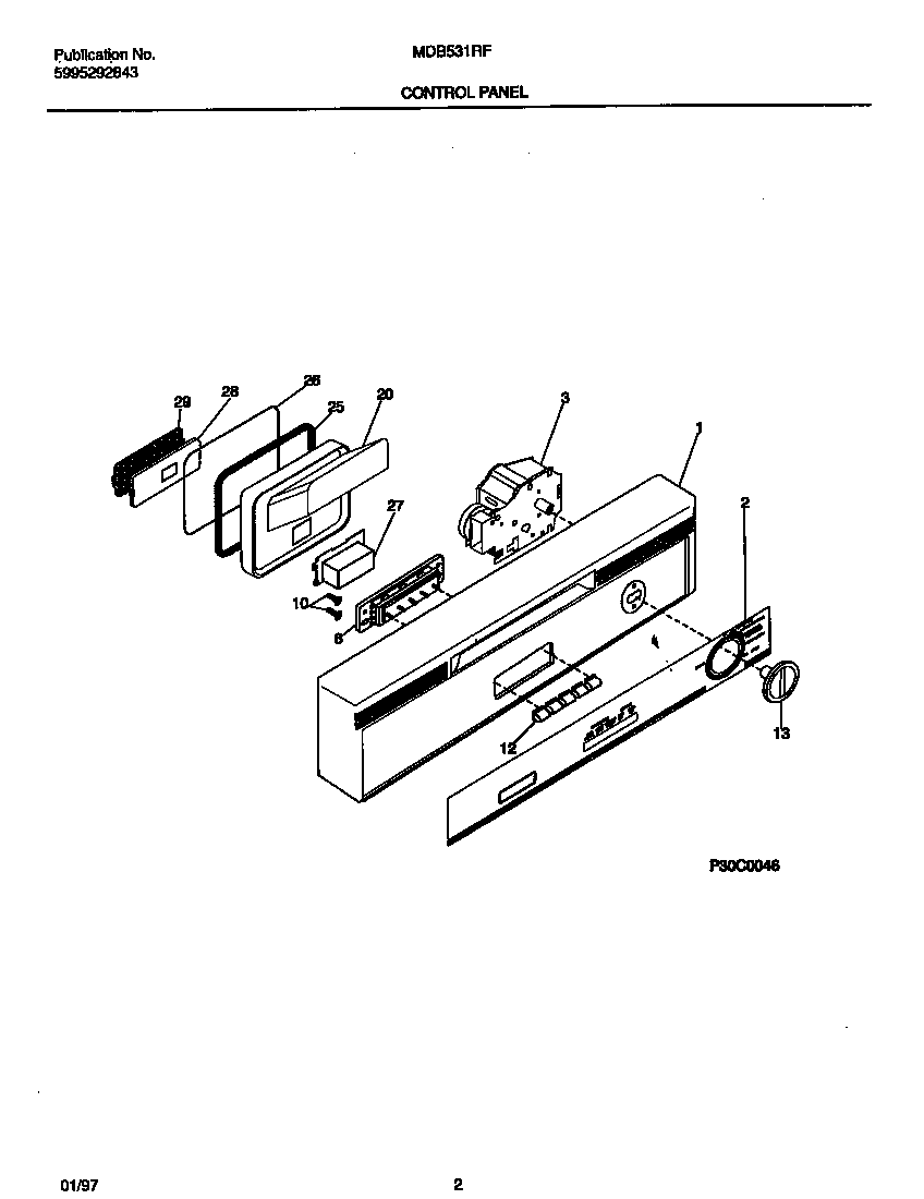 Universal/Multiflex (Frigidaire) MDB531RFR2 control panel diagram