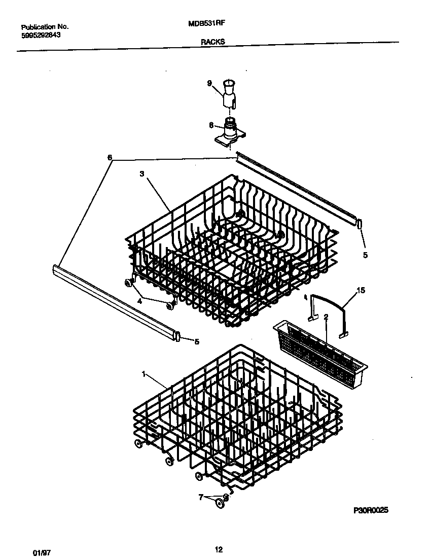 Universal/Multiflex (Frigidaire) MDB531RFR2 racks diagram