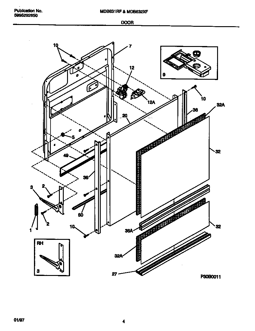 Universal/Multiflex (Frigidaire) MDB632XFS2 door diagram