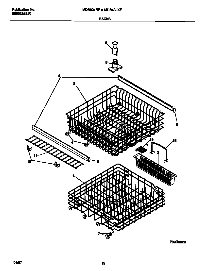 Universal/Multiflex (Frigidaire) MDB632XFS2 racks diagram