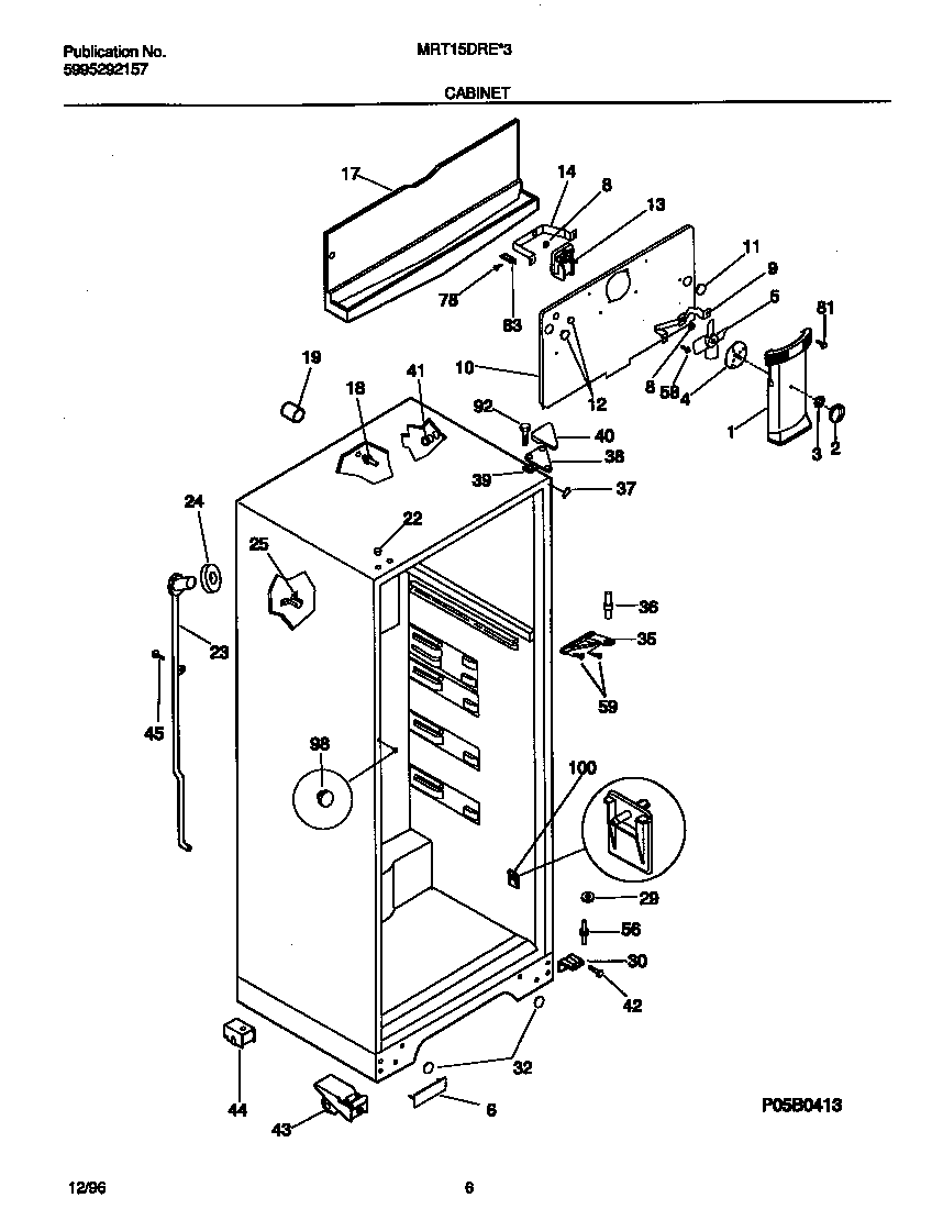 Universal/Multiflex (Frigidaire) MRT15DREW3 cabinet diagram