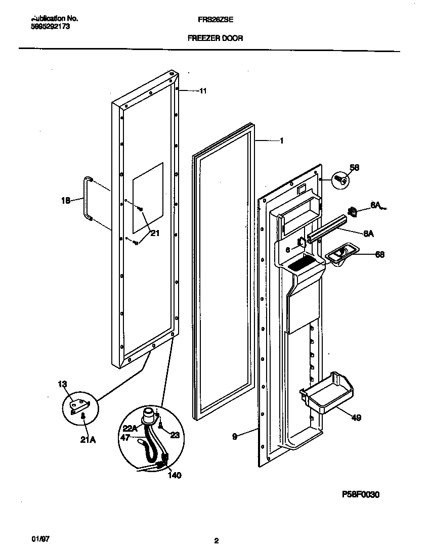 Frigidaire FRS26ZSEW3 freezer door diagram