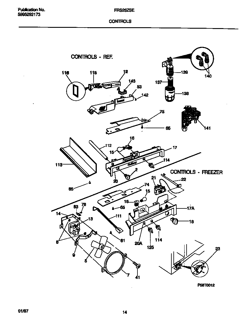 Frigidaire FRS26ZSEW3 controls diagram