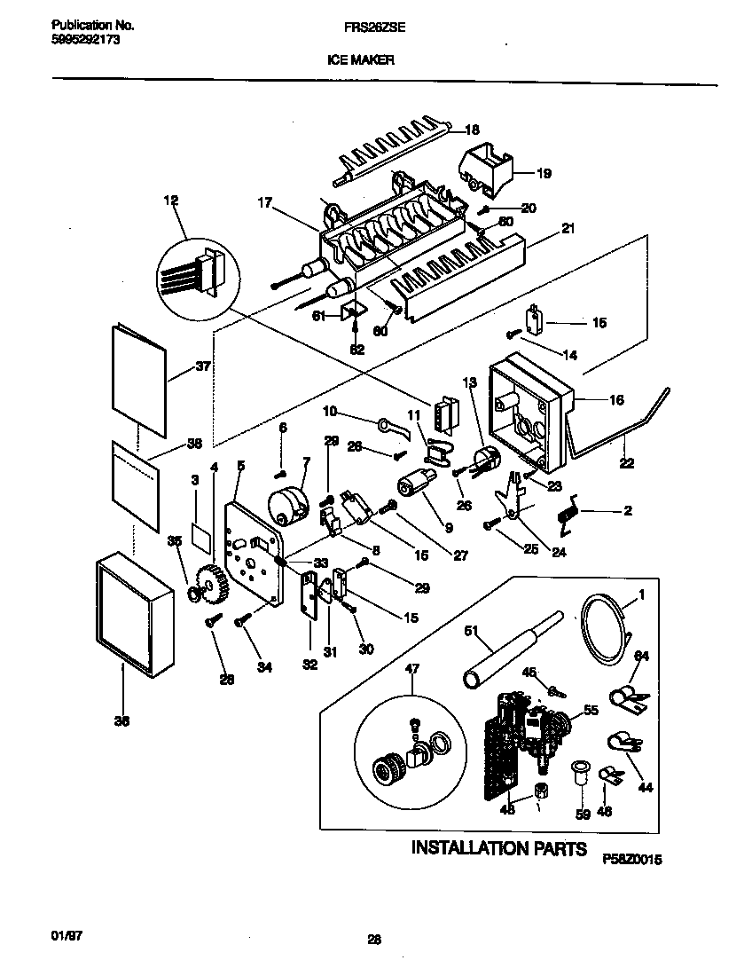 Frigidaire FRS26ZSEW3 ice maker diagram