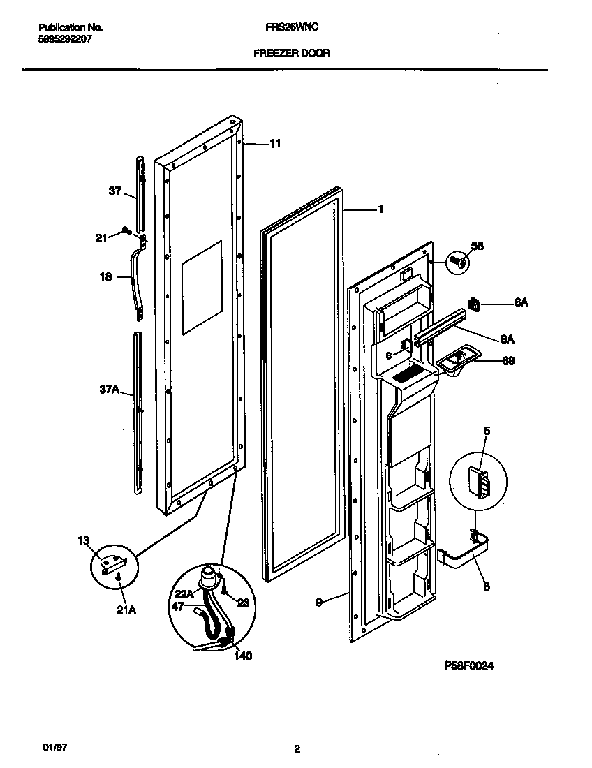 Frigidaire FRS26WNCD5 freezer door diagram
