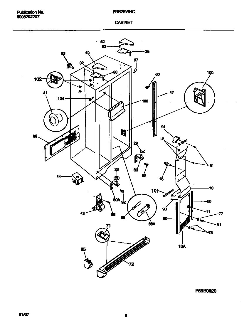 Frigidaire FRS26WNCD5 cabinet diagram