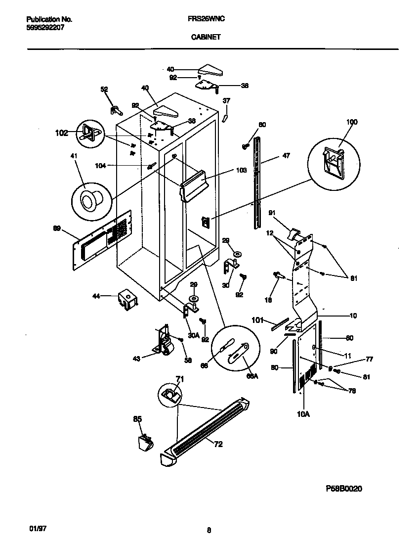 Frigidaire FRS26WNCD5 cabinet diagram