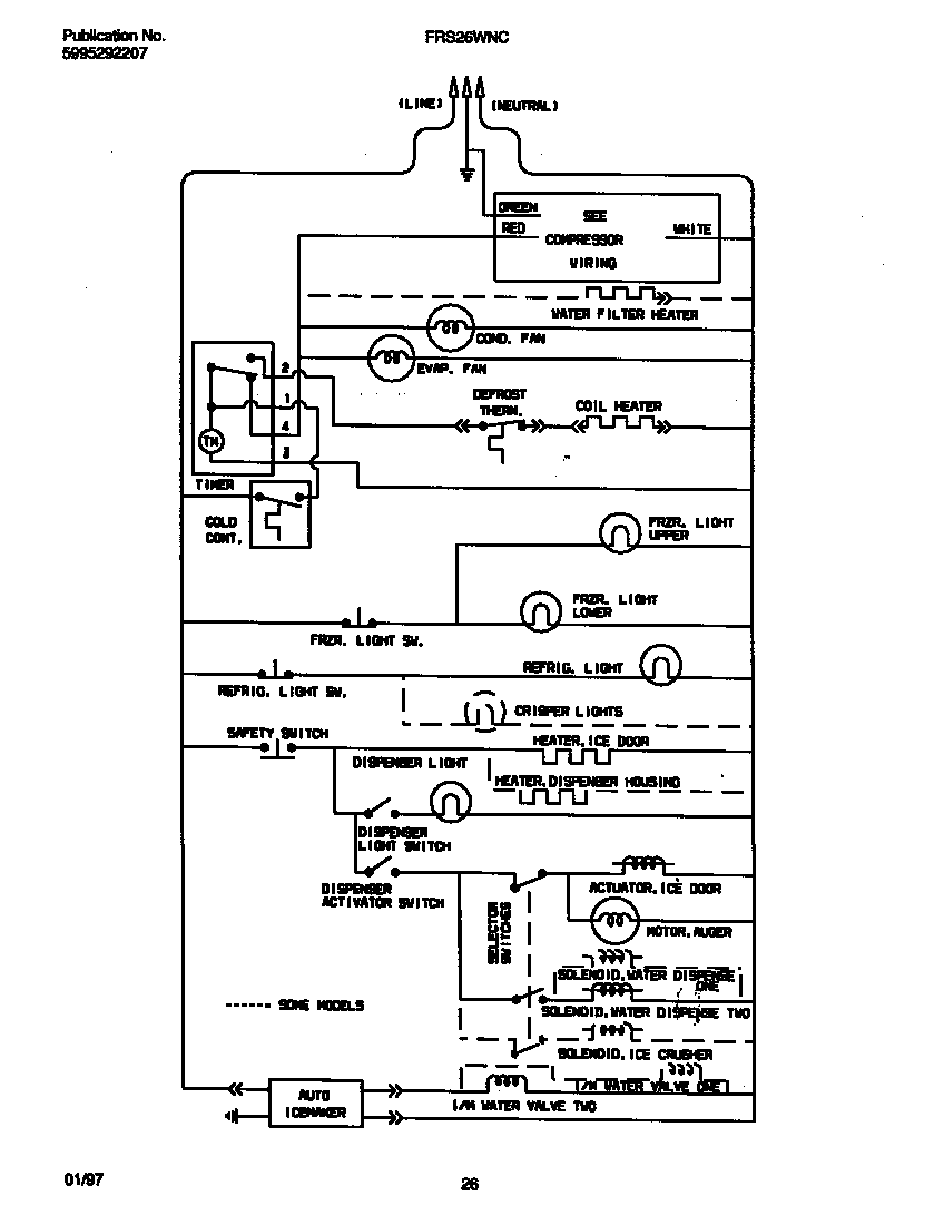 Frigidaire FRS26WNCD5 wiring schematic diagram