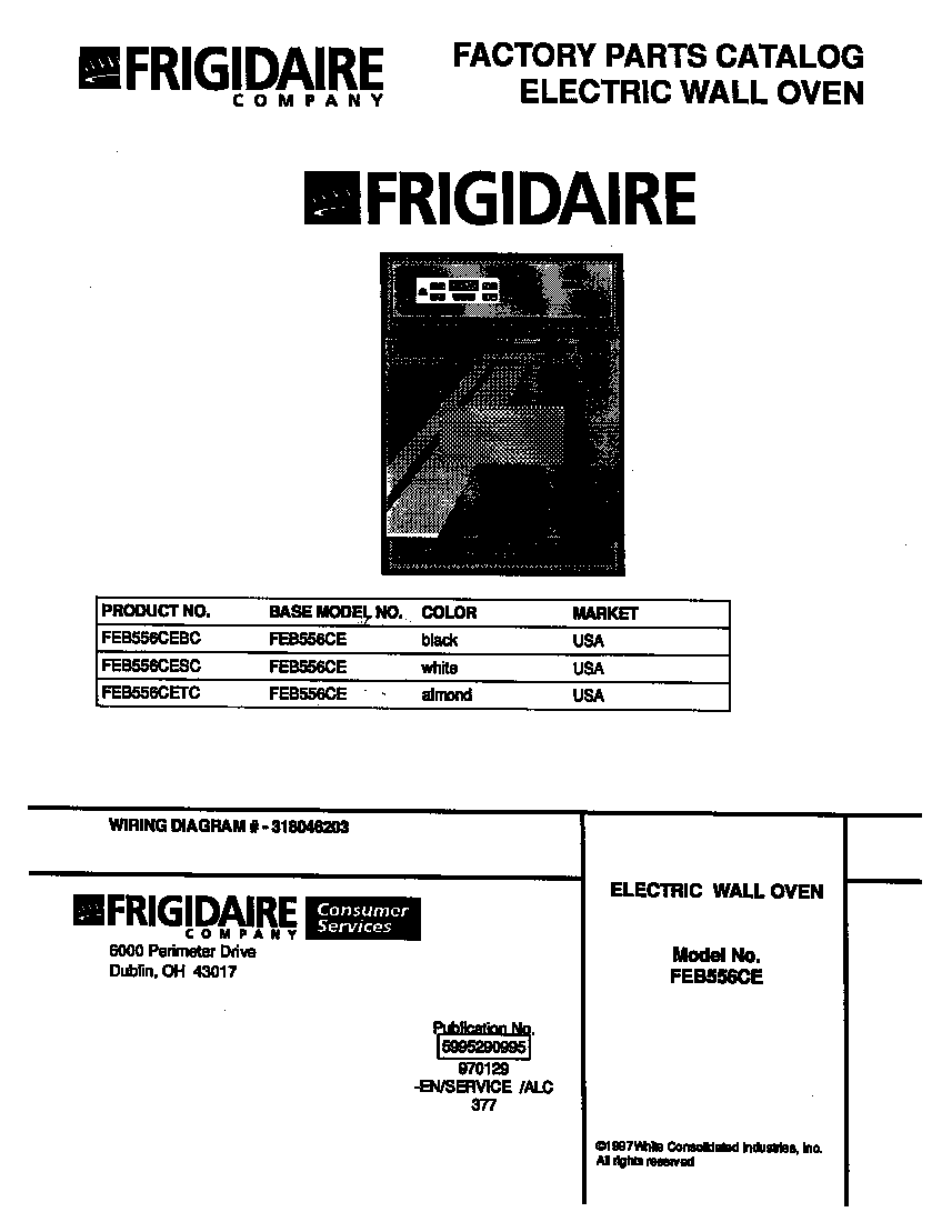 Frigidaire FEB556CETC cover diagram