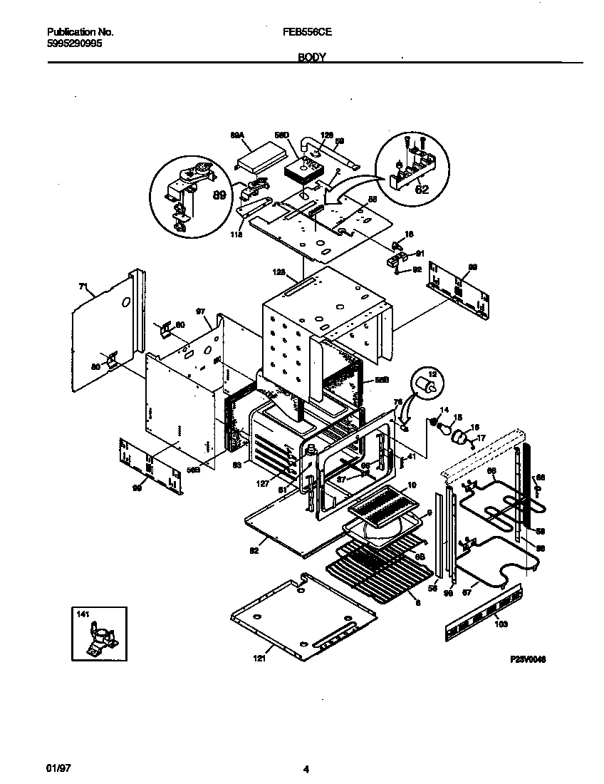 Frigidaire FEB556CETC body diagram