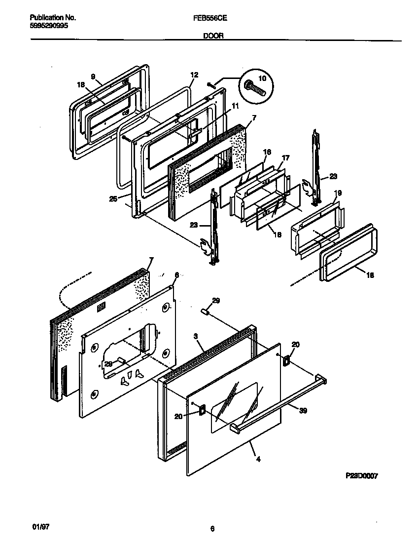 Frigidaire FEB556CETC door diagram