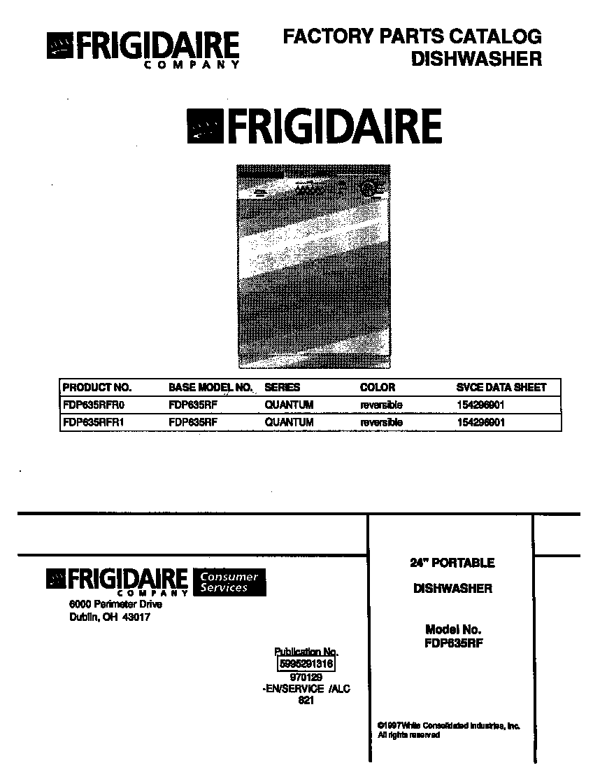 Frigidaire FDP635RFR0 cover diagram