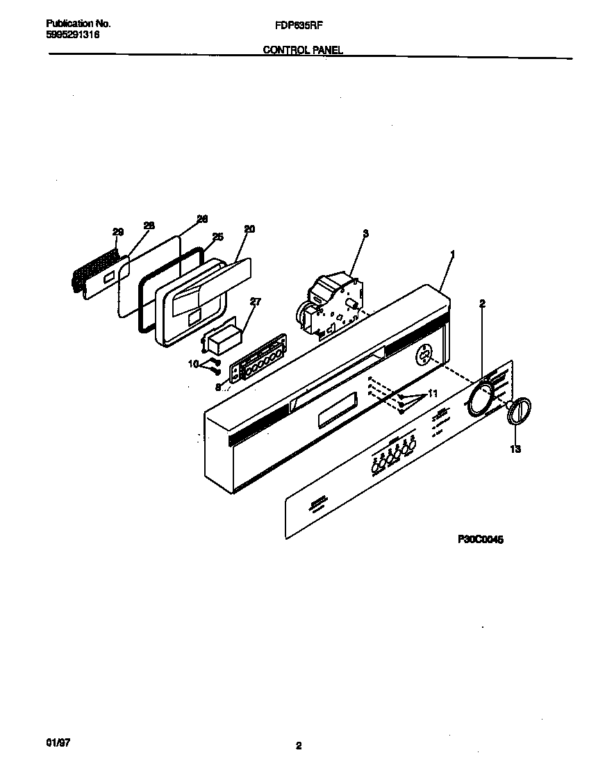 Frigidaire FDP635RFR0 control panel diagram