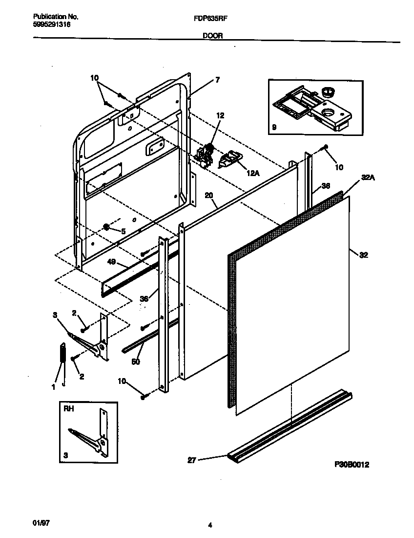Frigidaire FDP635RFR0 door diagram