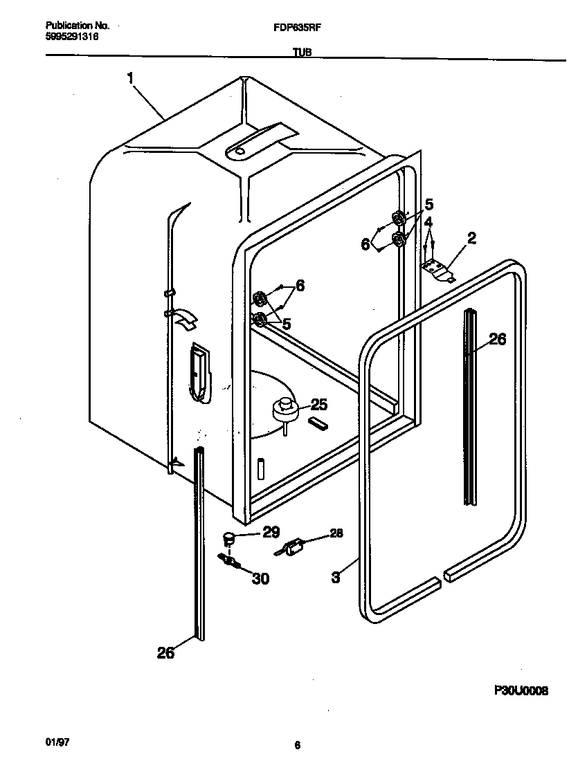 Frigidaire FDP635RFR0 tub diagram