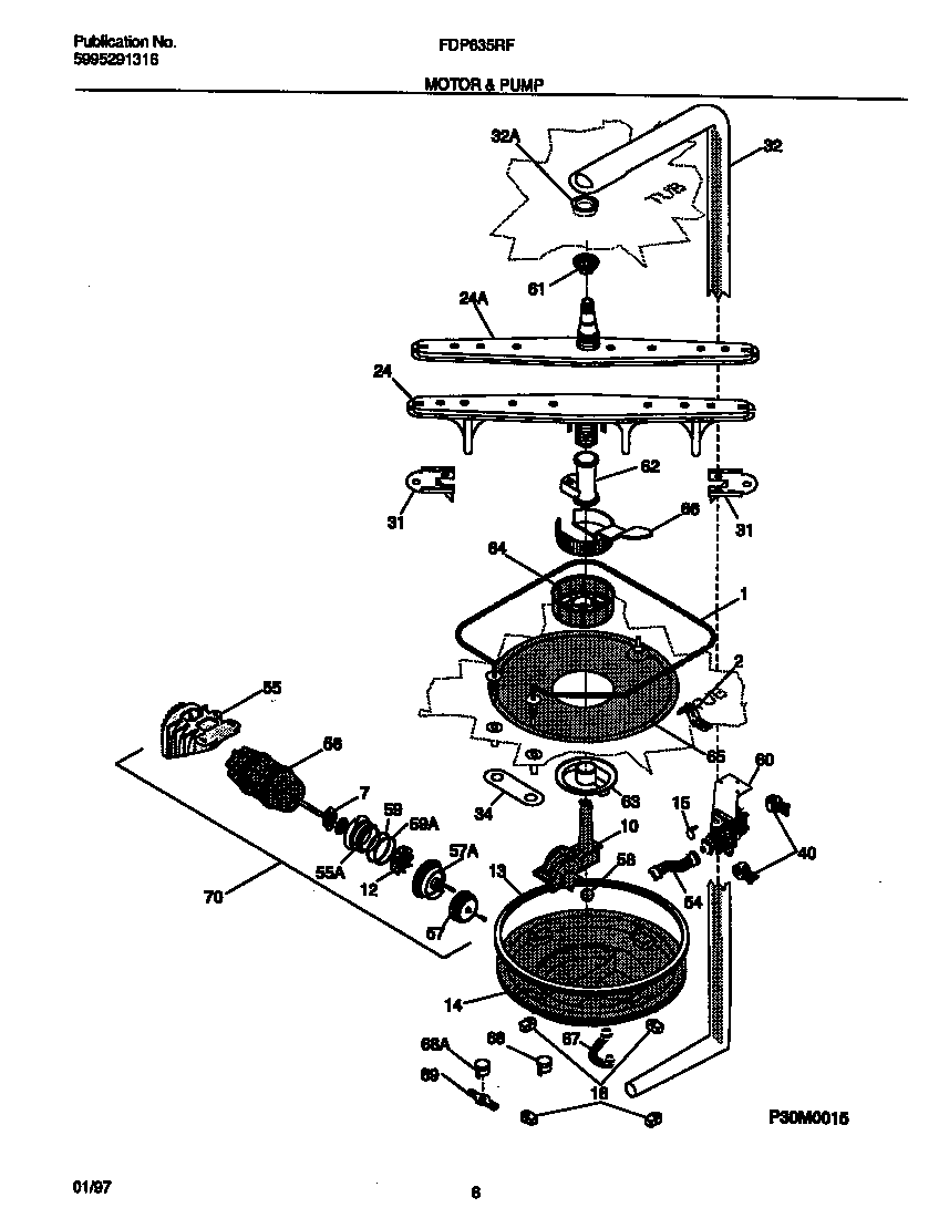 Frigidaire FDP635RFR0 motor & pump diagram
