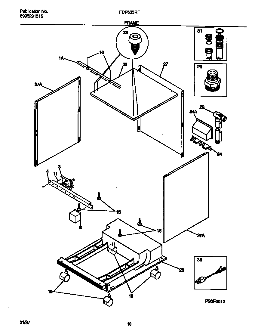 Frigidaire FDP635RFR0 frame diagram