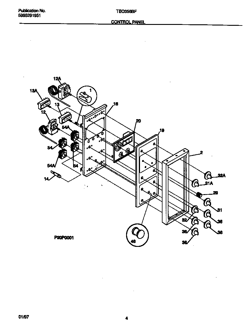 Tappan TEO356BFWA control panel diagram