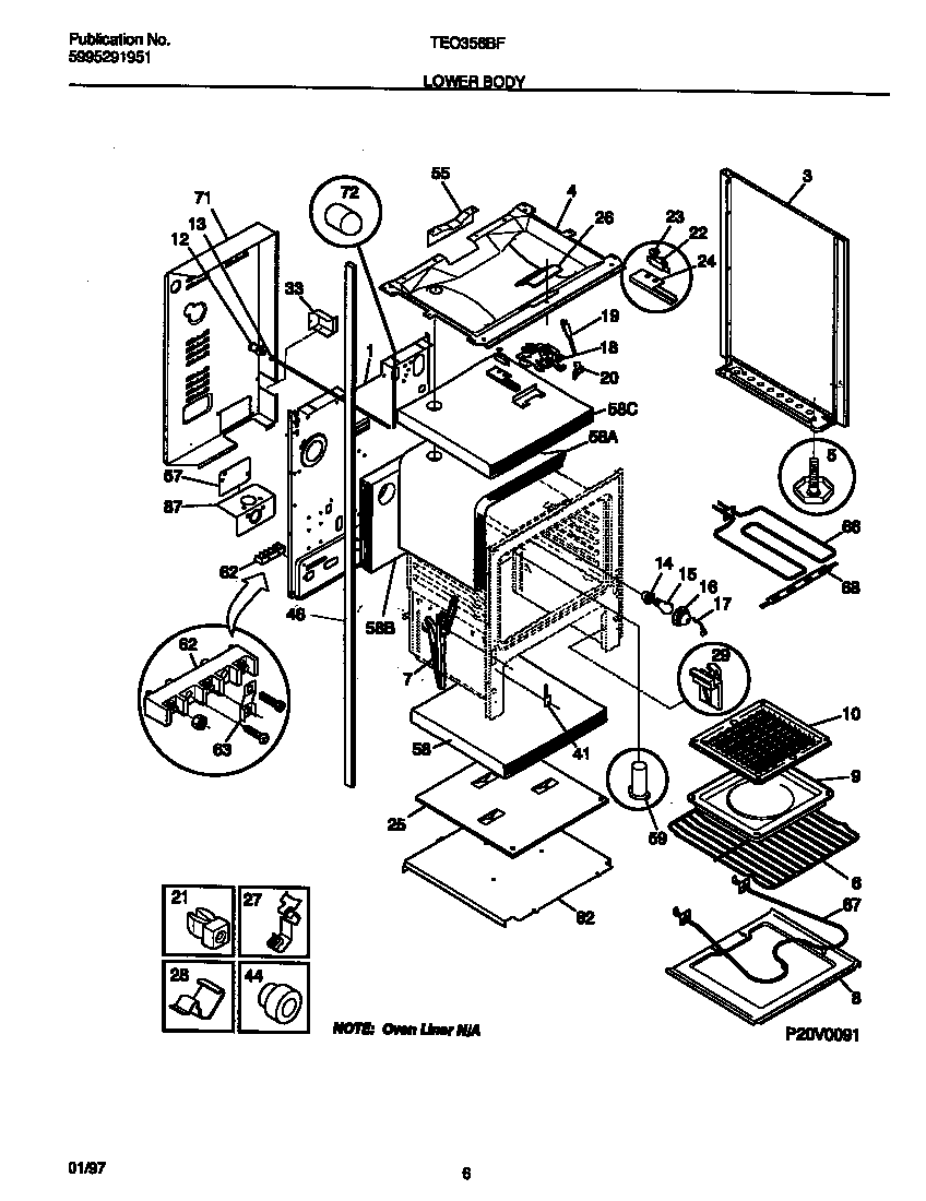 Tappan TEO356BFWA lower body diagram