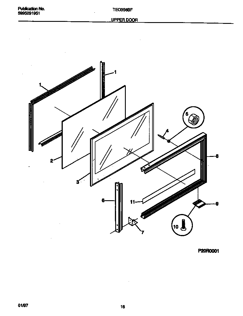 Tappan TEO356BFWA upper door diagram