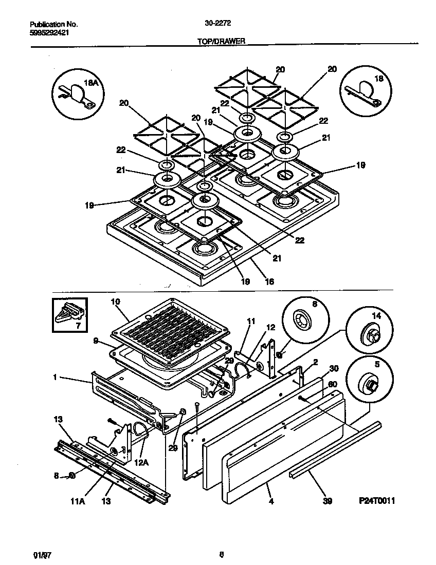 Tappan 30-2272-23/07 top/drawer diagram