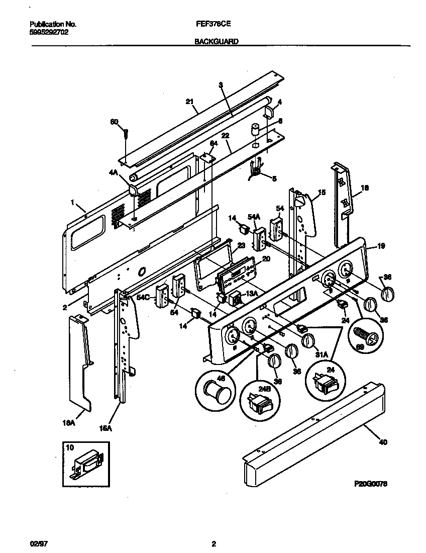 Frigidaire FEF378CESC backguard diagram
