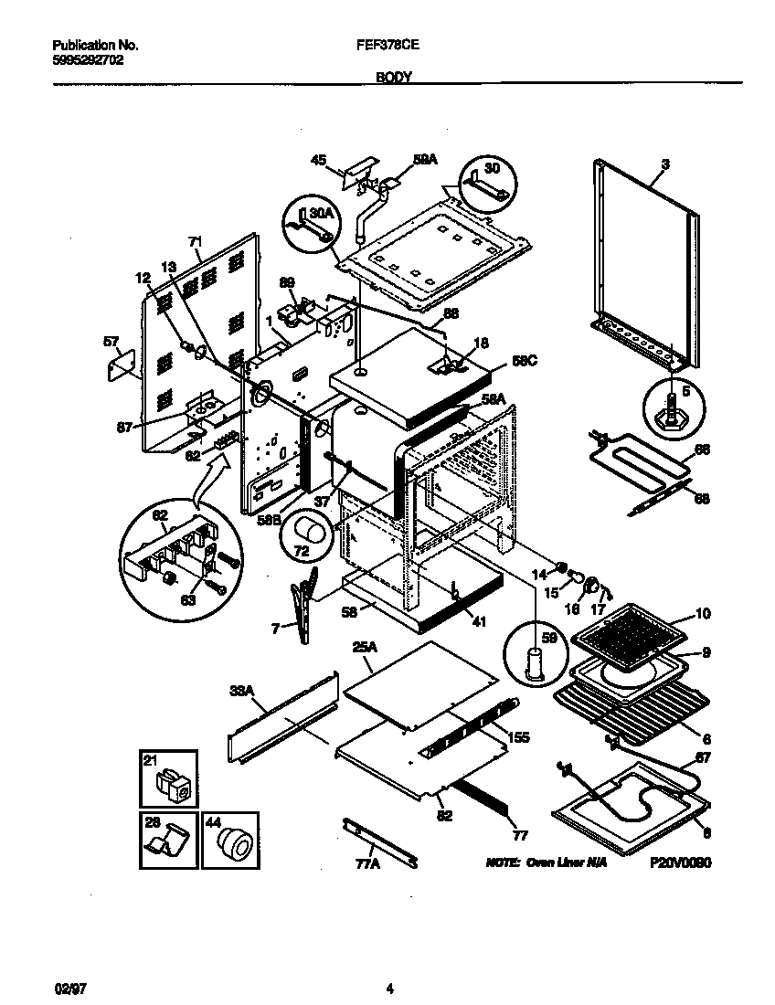 Frigidaire FEF378CESC body diagram