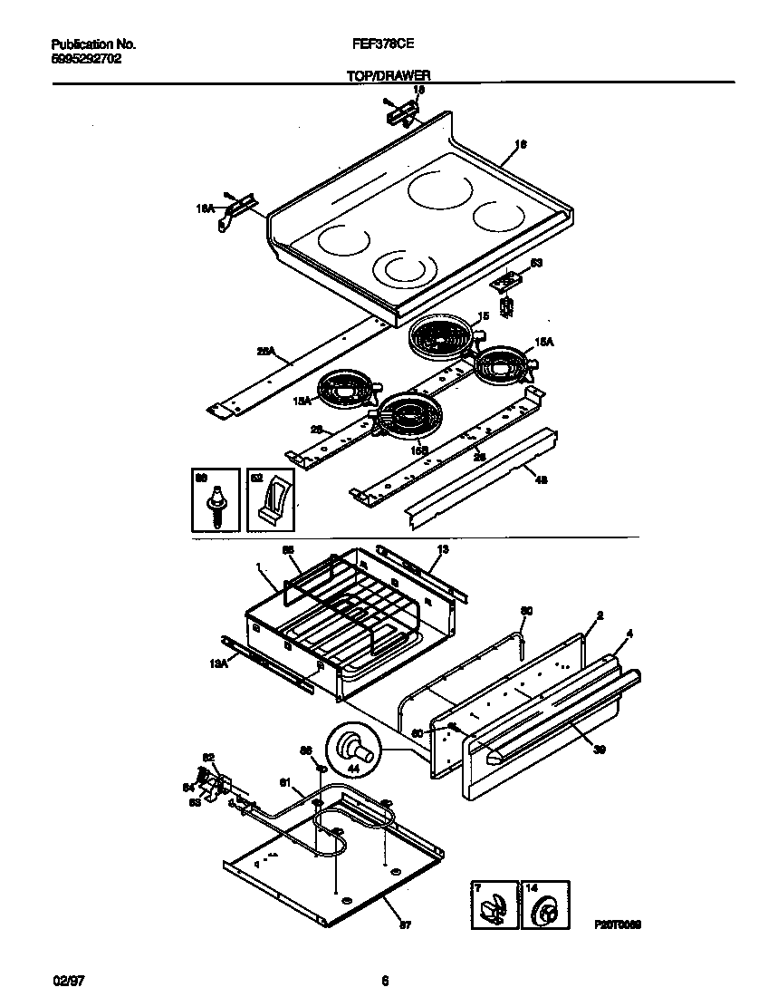 Frigidaire FEF378CESC top/drawer diagram
