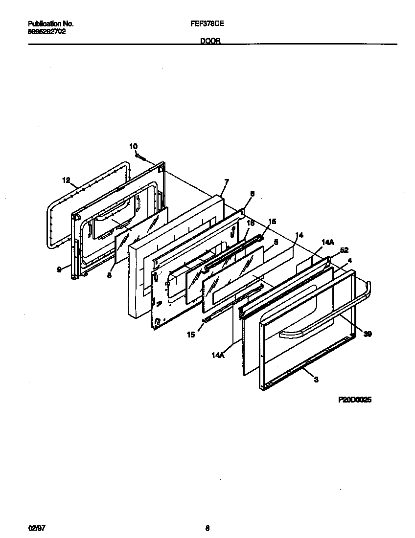 Frigidaire FEF378CESC door diagram