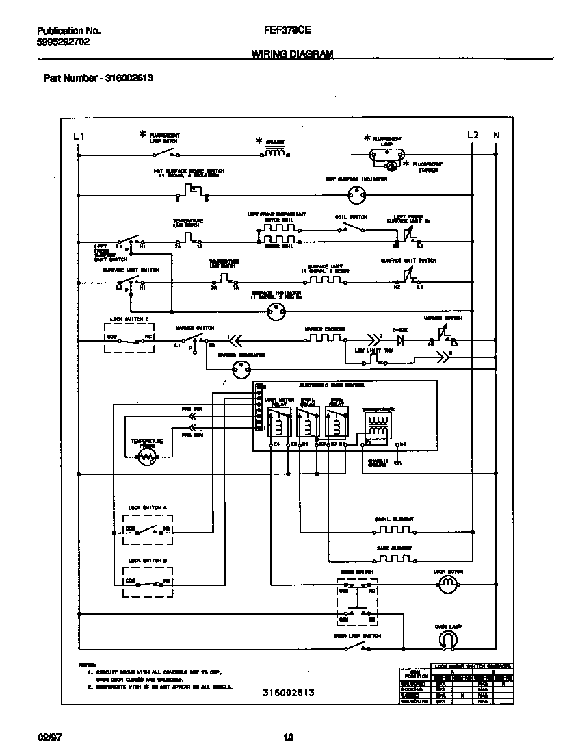 Frigidaire FEF378CESC wiring diagram diagram