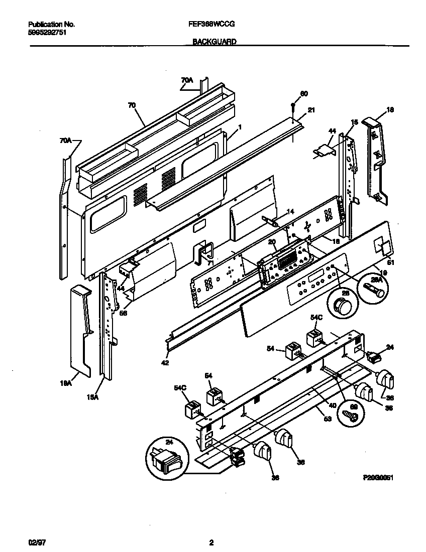 Frigidaire FEF388WCCG backguard diagram