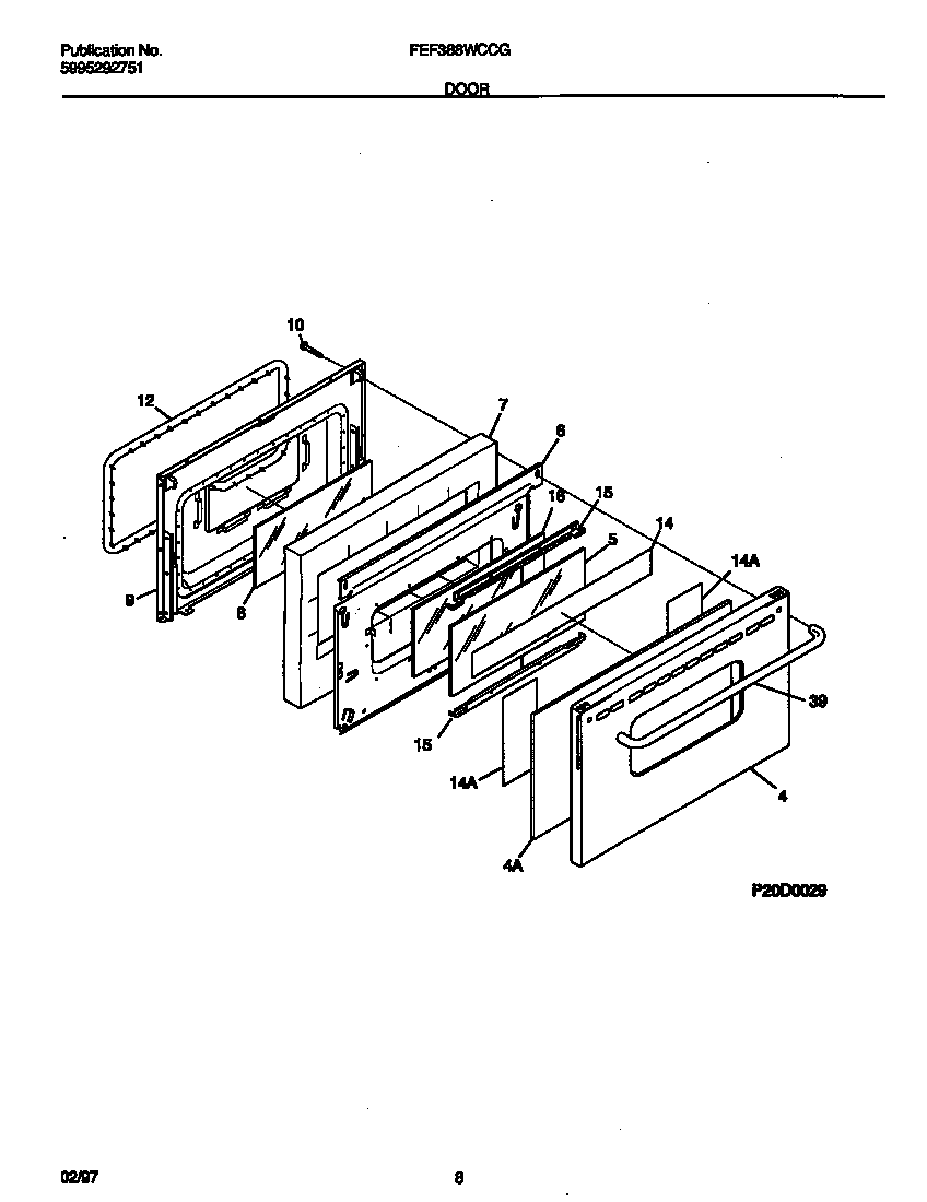 Frigidaire FEF388WCCG door diagram