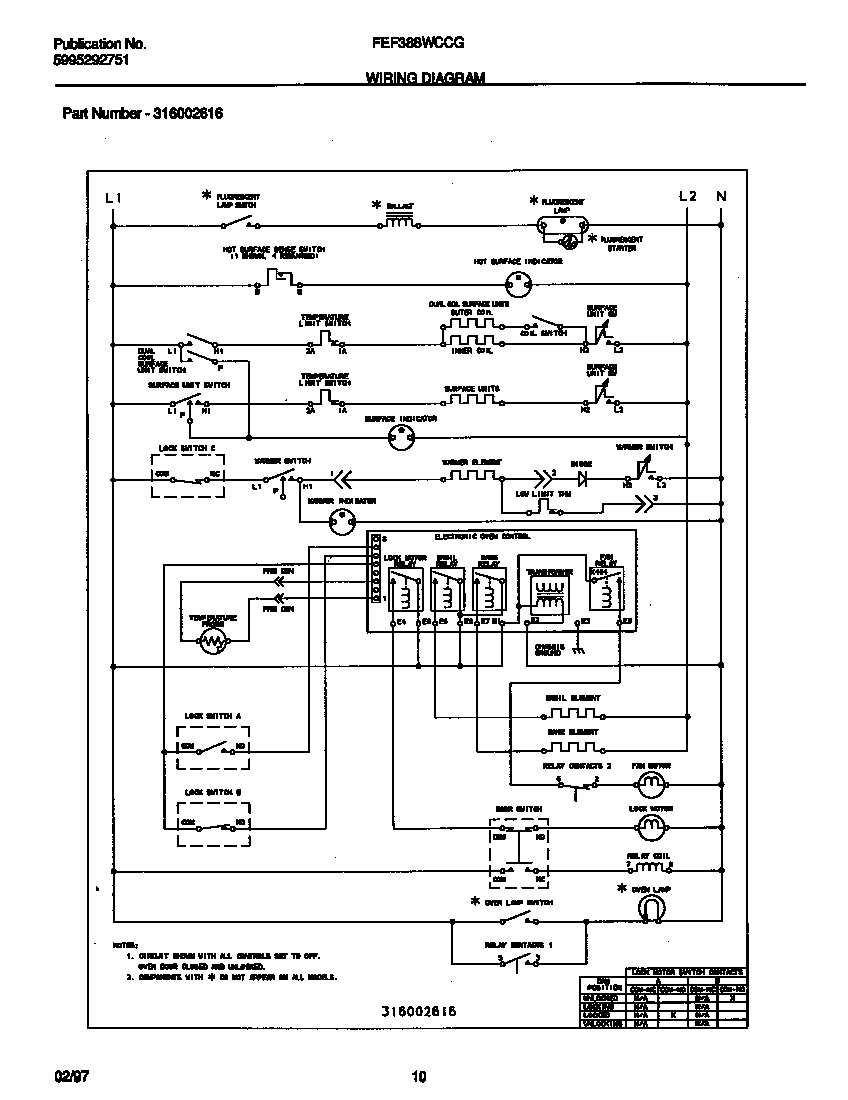 Frigidaire FEF388WCCG wiring diagram diagram