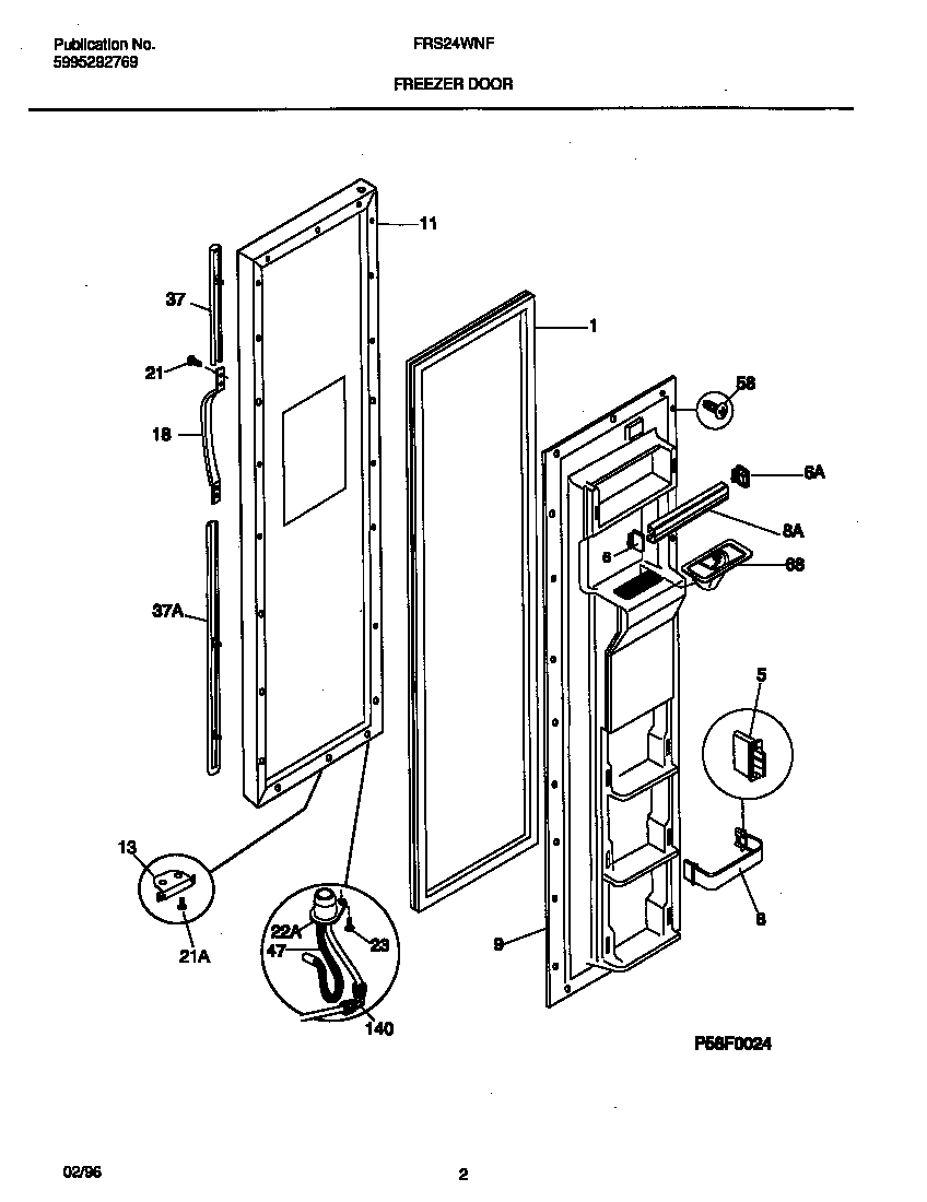 Frigidaire FRS24WNFD0 freezer door diagram