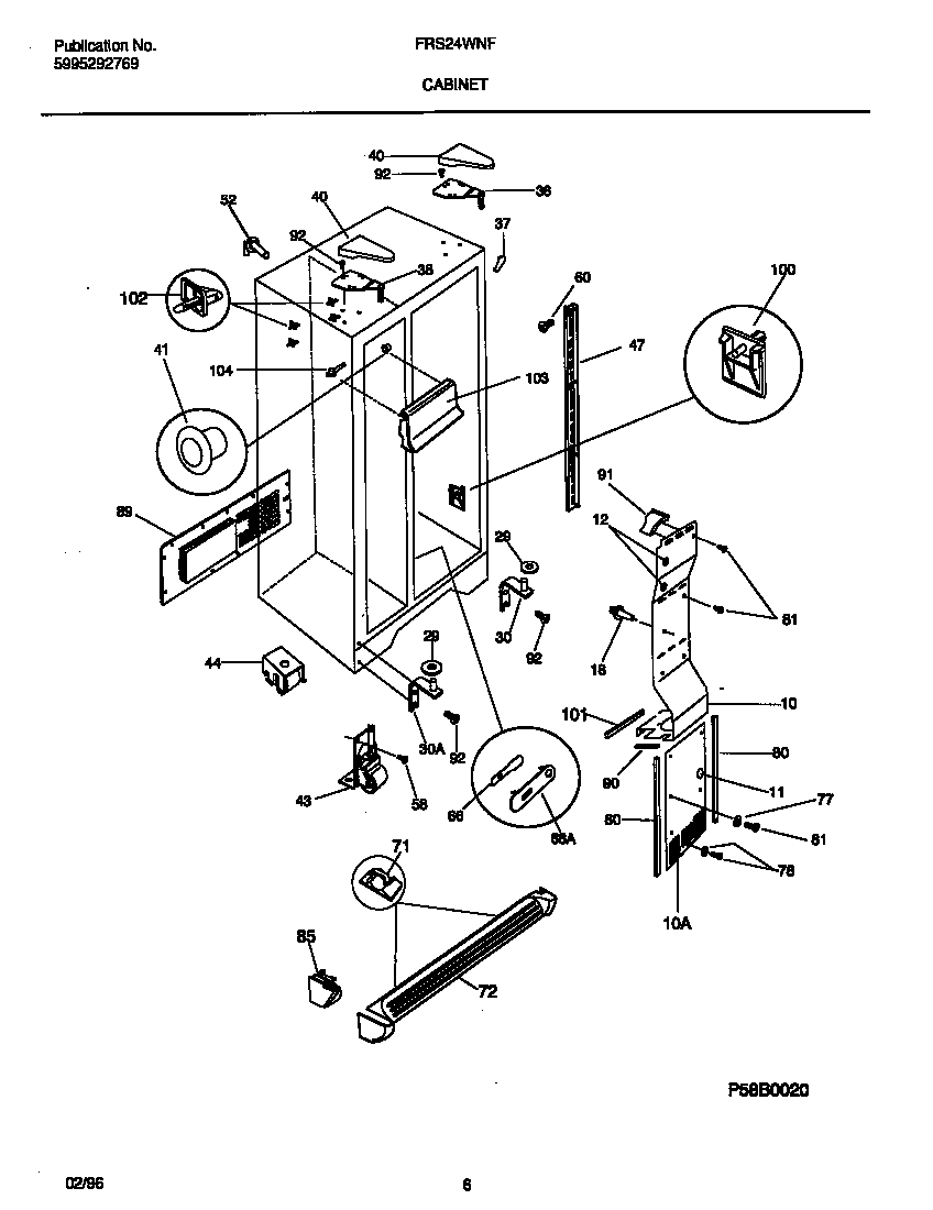 Frigidaire FRS24WNFD0 cabinet diagram
