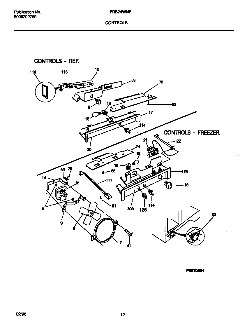 Frigidaire FRS24WNFD0 controls diagram