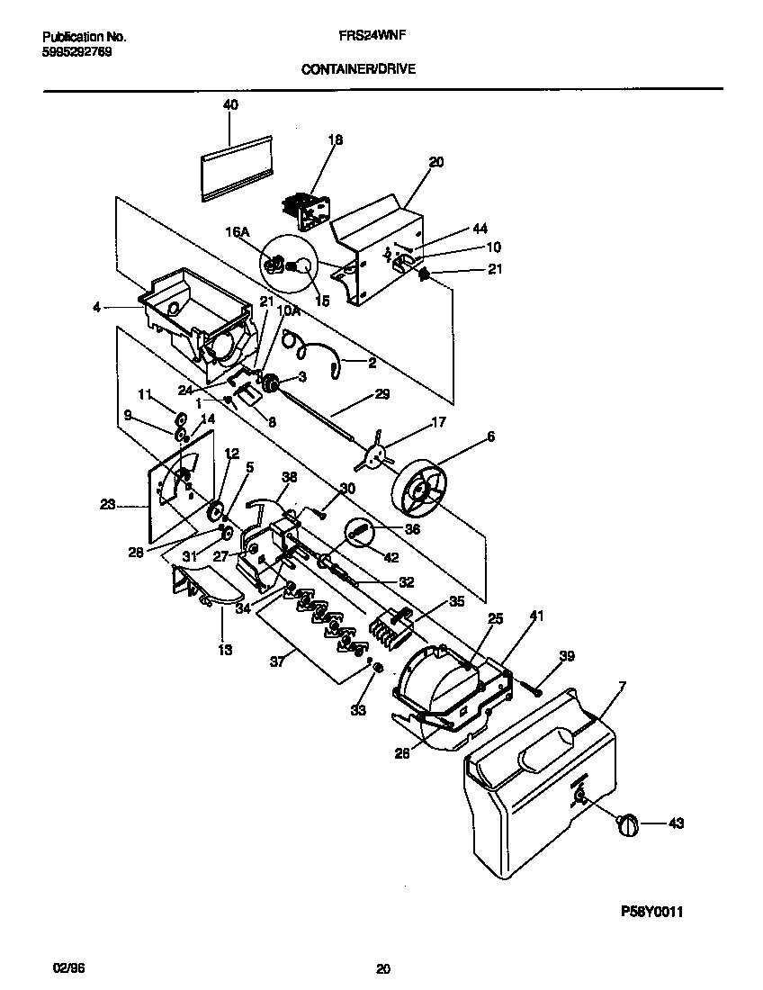 Frigidaire FRS24WNFD0 container/drive diagram
