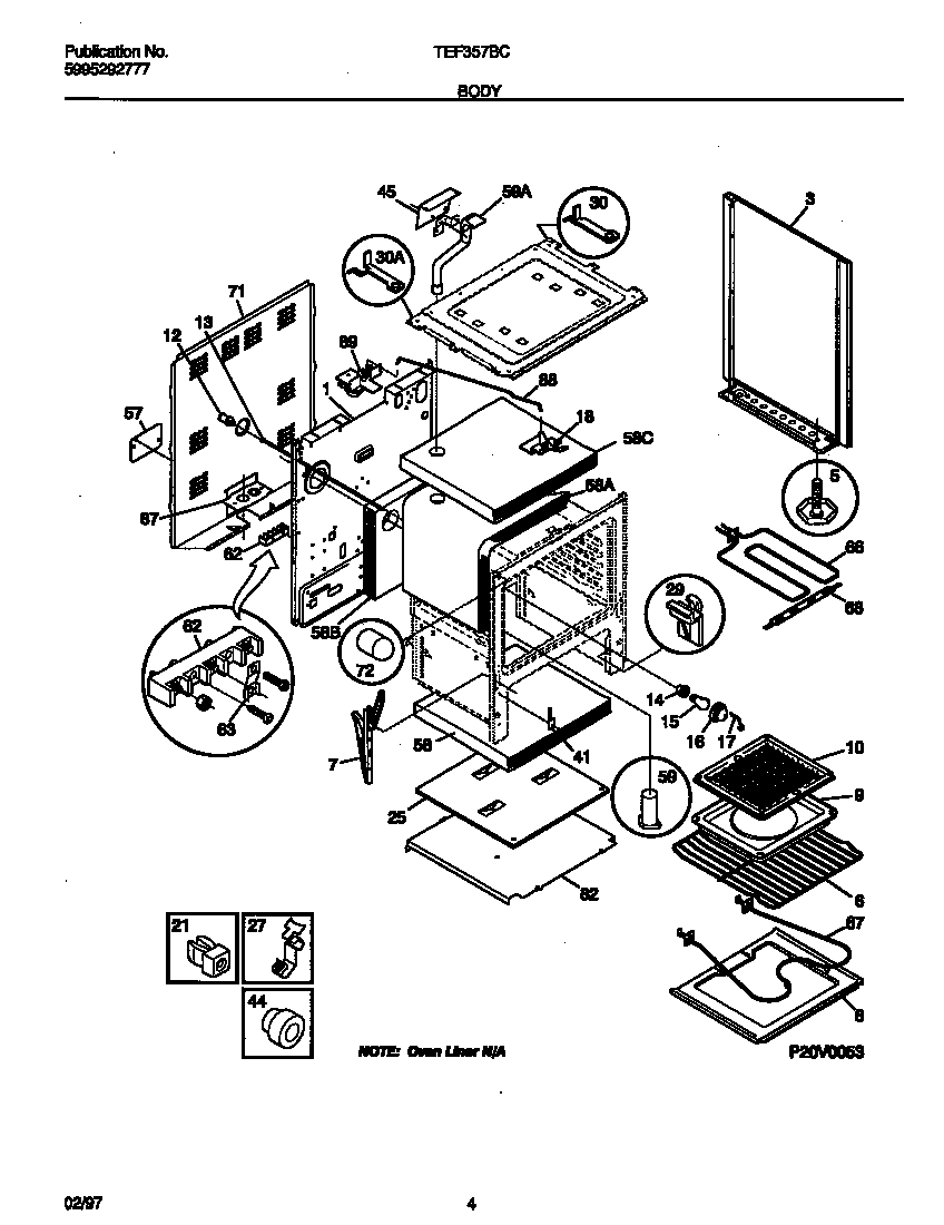 Tappan TEF357BCDE body diagram
