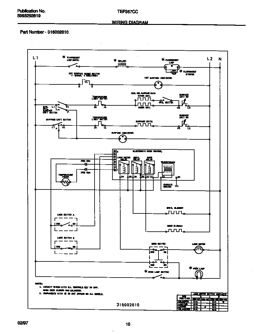 Tappan TEF367CCSD wiring diagram diagram