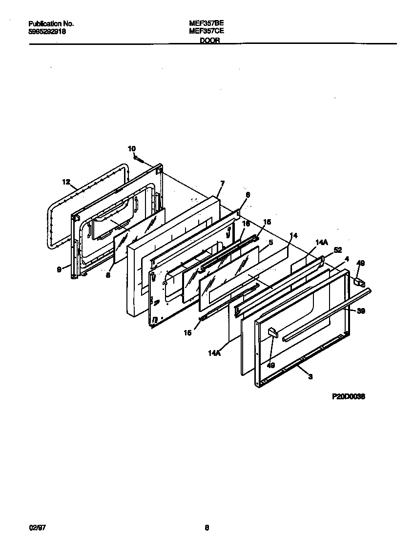 Universal/Multiflex (Frigidaire) MEF357BEWD door diagram
