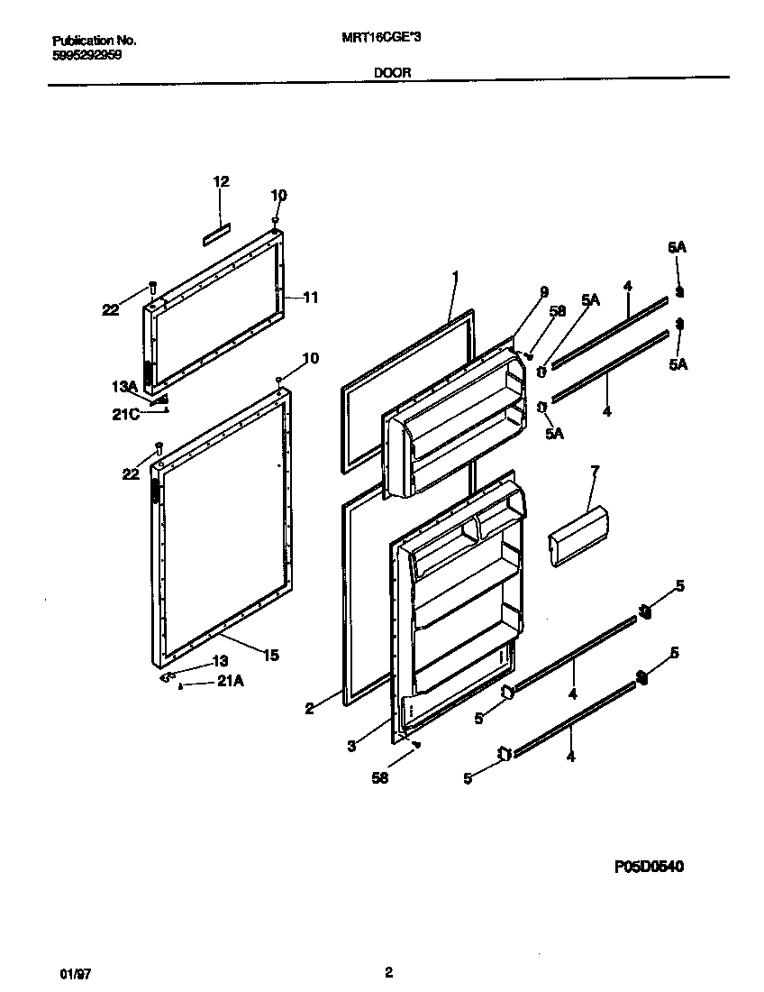 Universal/Multiflex (Frigidaire) MRT16CGEZ3 door diagram