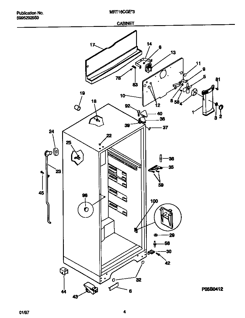 Universal/Multiflex (Frigidaire) MRT16CGEZ3 cabinet diagram