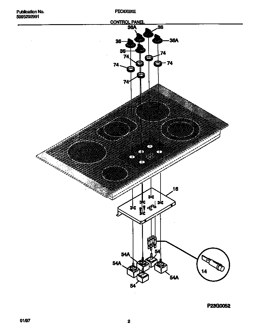 Frigidaire FEC6X9XESB control panel diagram