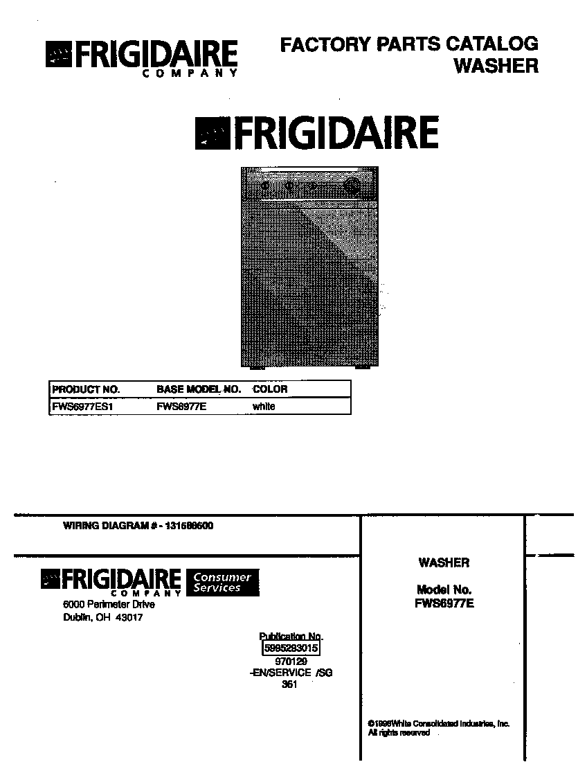 Frigidaire FWS6977ES1 cover diagram