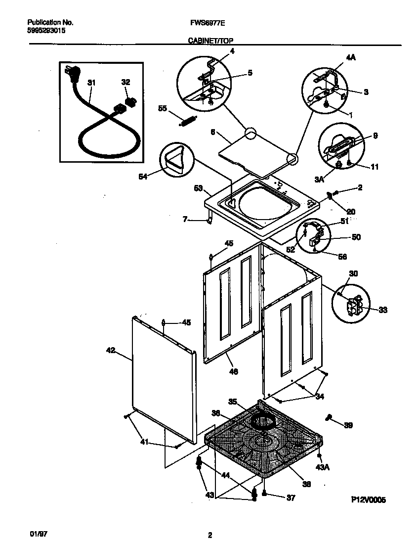 Frigidaire FWS6977ES1 cabinet/top diagram