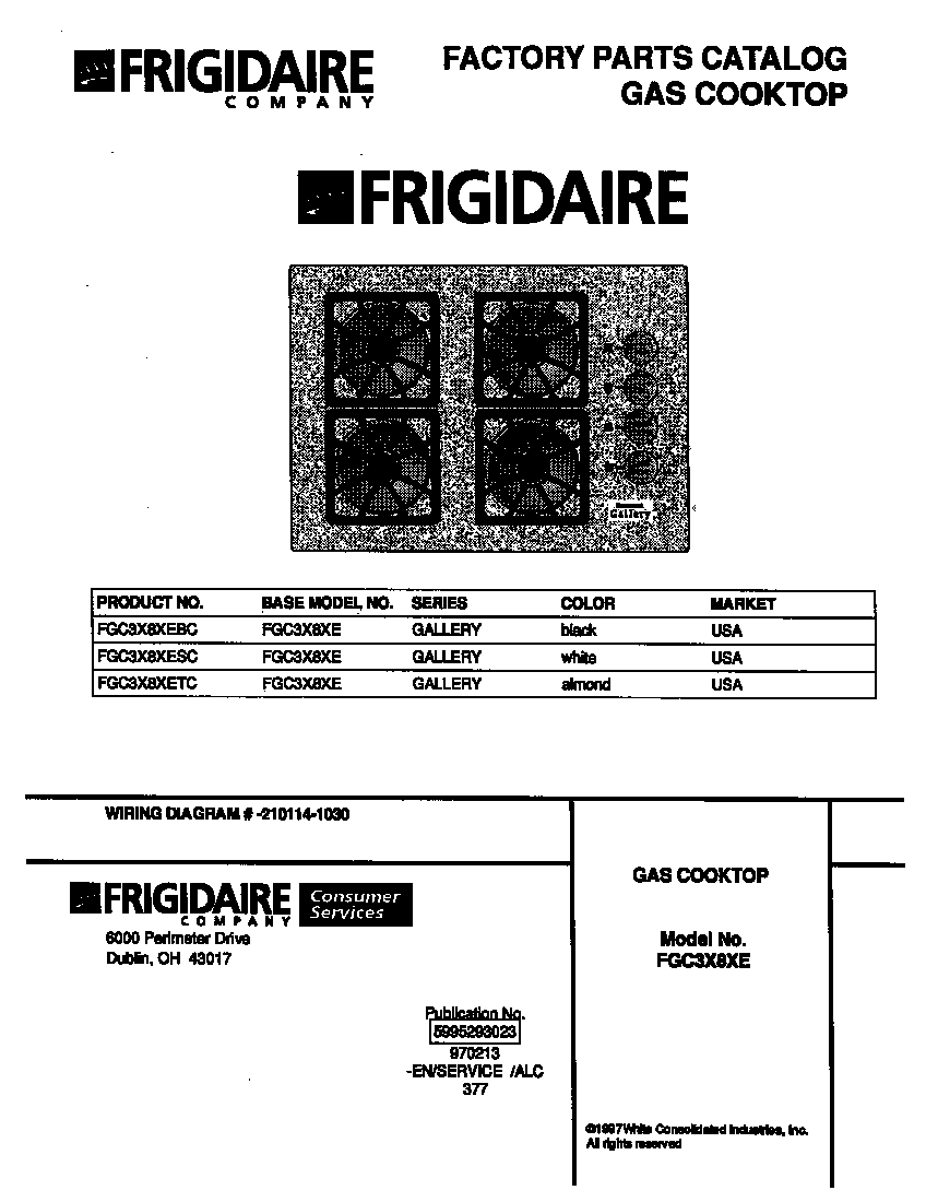 Frigidaire FGC3X8XEBC cover diagram