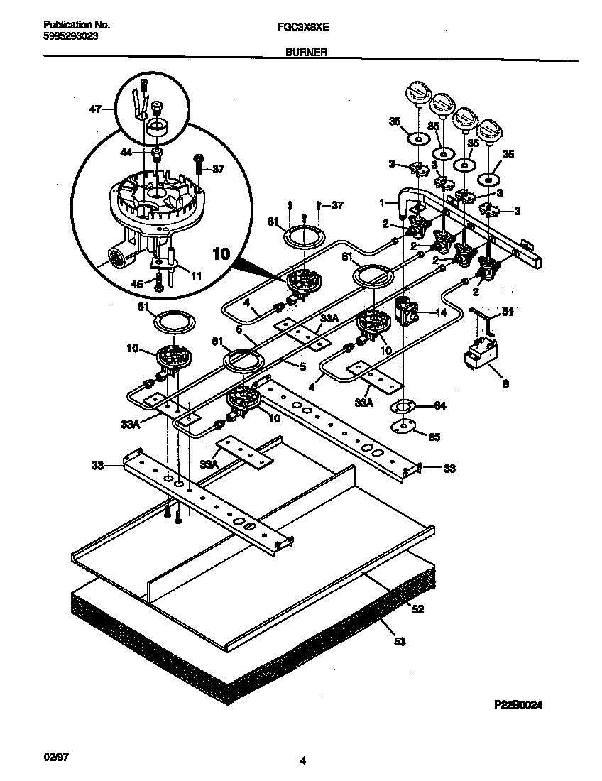 Frigidaire FGC3X8XEBC burner diagram