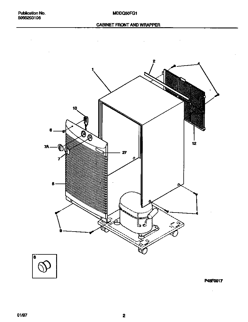 Gibson MDDQ50FG1 cabinet front and wrapper diagram