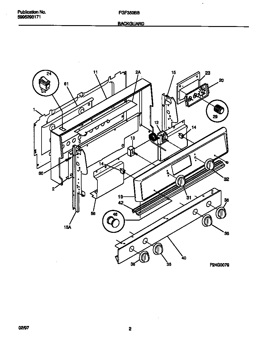 Frigidaire FGF350BBDE backguard diagram