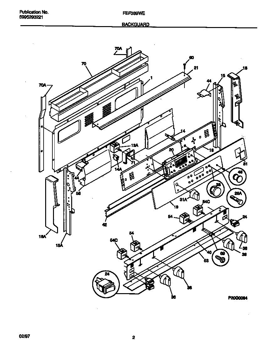 Frigidaire FEF389WECD backguard diagram